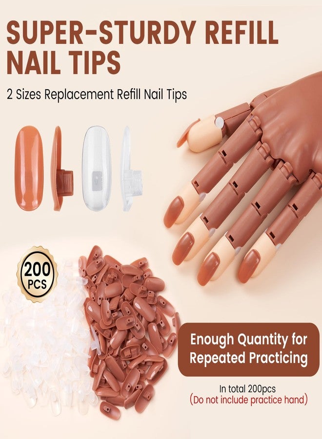 Wilfniee Fit for Wilfniee Magnetic Hand Only- 200PCS Replacement Nail Tips for Magnetic Practice Hand - Clear Brown Refill Acrylic Fake Nail Tips for Magnetic Nail Practice Hand - Image 2